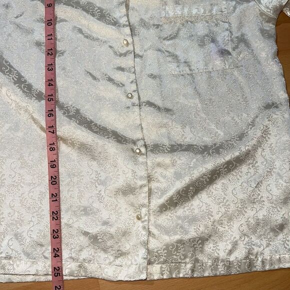 Vintage Character Matching Ivory Pajama Set Long Sleeve Button Down With Pants S - Picture 12 of 16